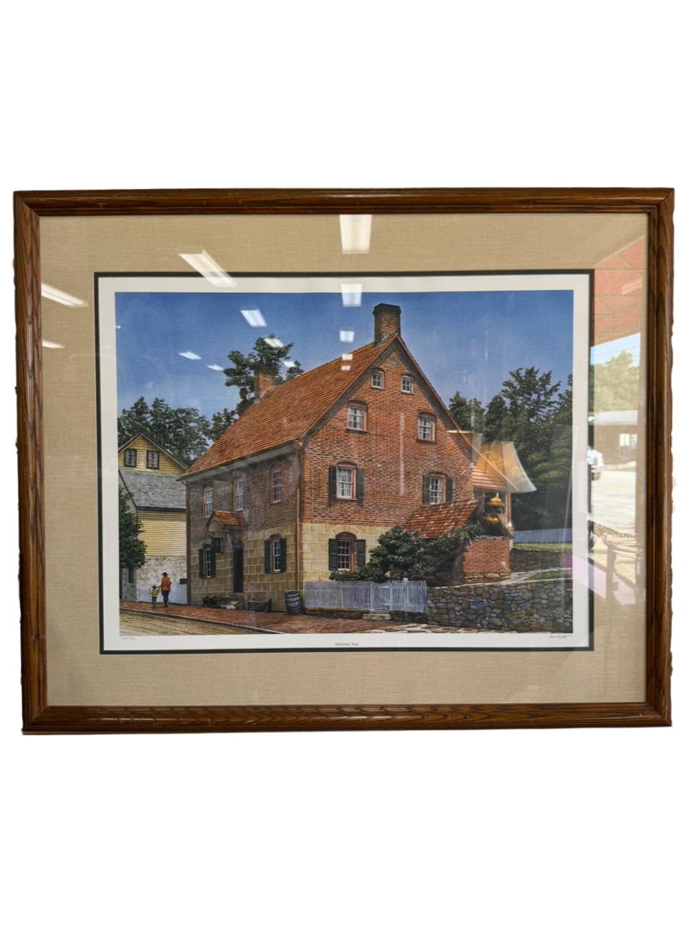 SIGNED Winkler Bakery In Old Salem 605/750 Framed Print In Brown Wood Frame