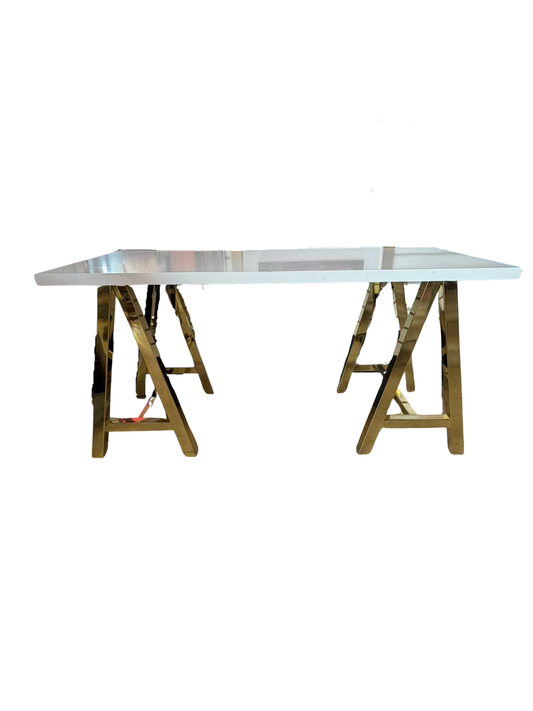 Gold Cross Base Desk w/ White Top