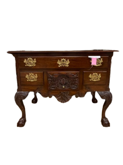 KINDELWINTERHUR REPRODUCTION Mahogany Lowboy w/ Brass Handles