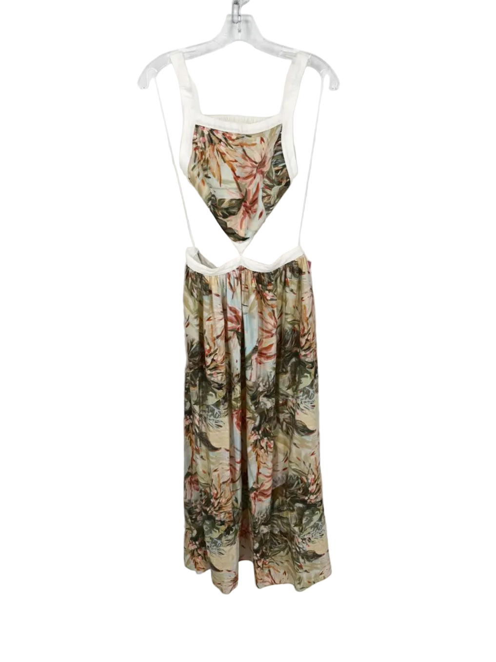 SIGNIFICANT OTHER Size 4 Green & Coral Linen Blend Backless Maxi-Dress