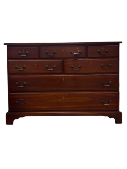 ANTIQUE Dark Brown Wood Chest w/ Cutout Key Hole Design