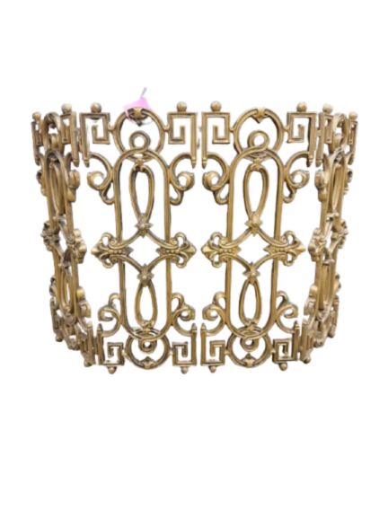 Tri Fold Neo Classical Gold Metal Fireplace Screen