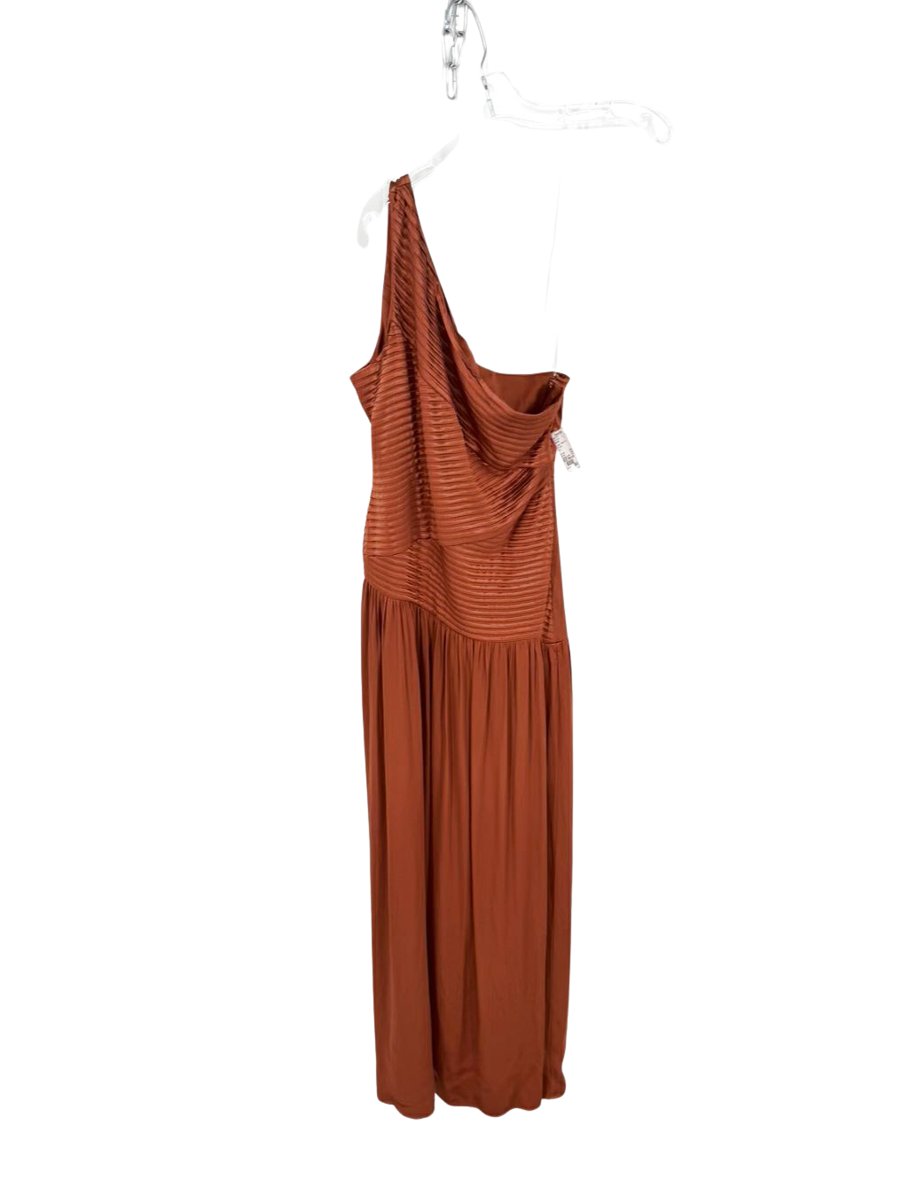 MESHKI Wmn's Size M Copper Pleated One Shoulder Maxi-Dress NWT