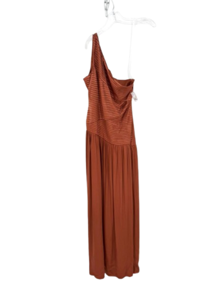 MESHKI Wmn's Size M Copper Pleated One Shoulder Maxi-Dress NWT
