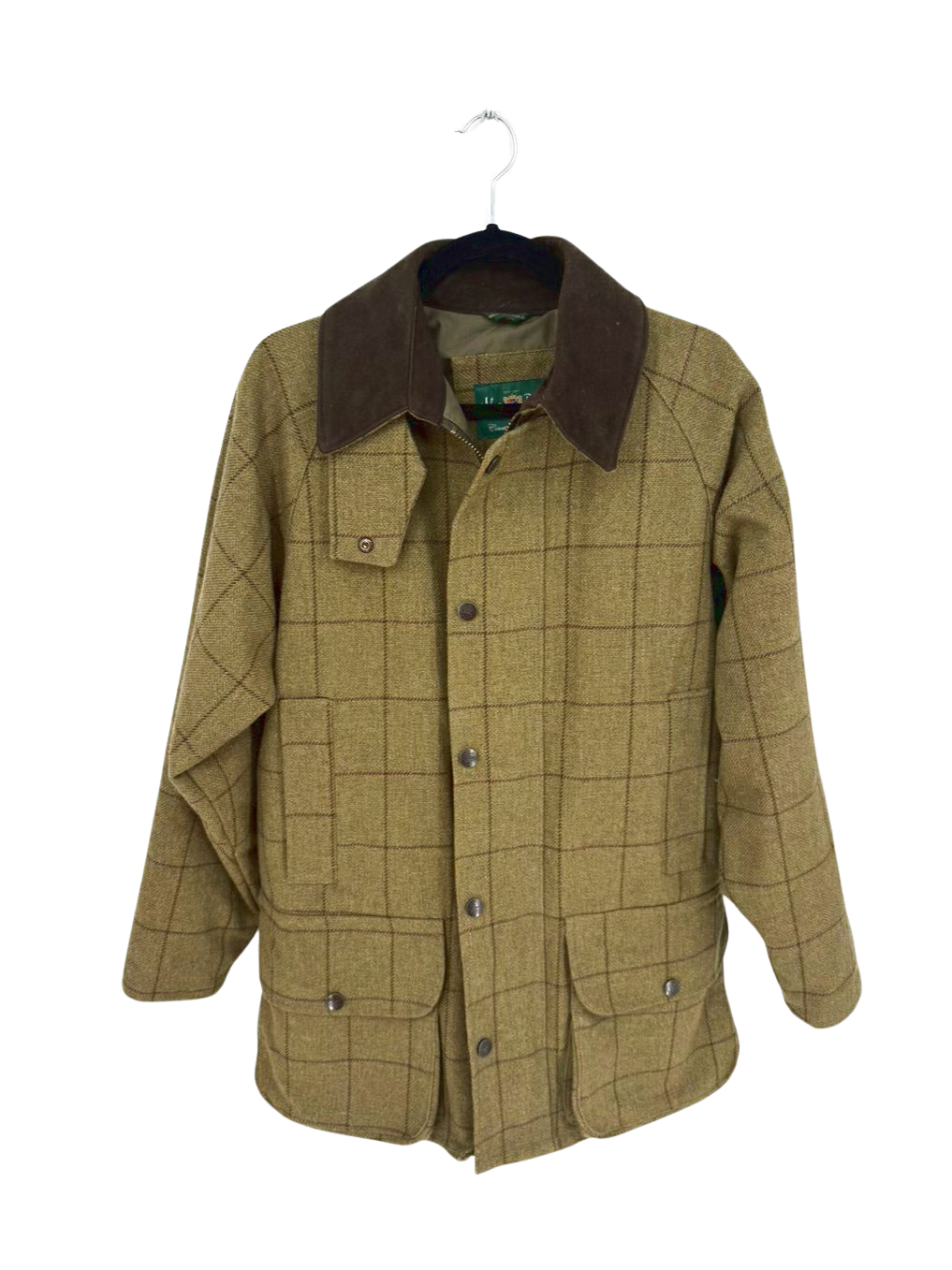 ALAN PAINE Men's Size M Green & Brown Wool Blend Tweed Waterproof Shooting Coat