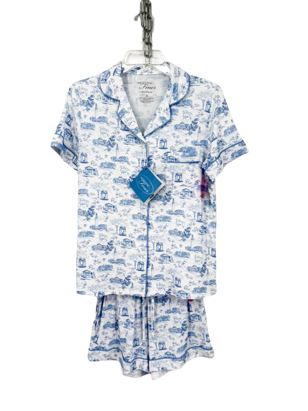 NOTHING FINER UNC - Tar Heels Wmn's Size S White & Blue Print Pajama Set NWT