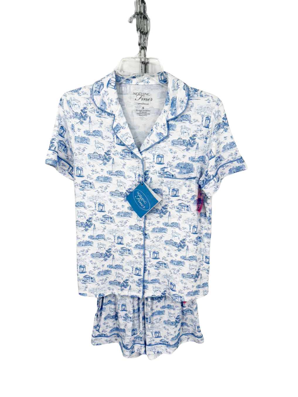 NOTHING FINER UNC - Tar Heels Wmn's Size S White & Blue Print Pajama Set NWT