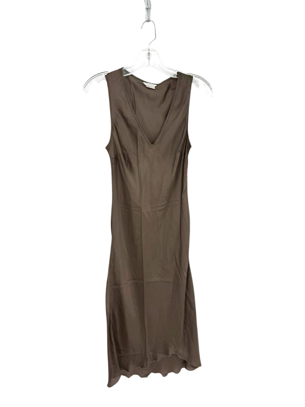 DRIES VAN NOTEN Wmn's Size 36 Mushroom Satin V Neck Sleeveless Dress