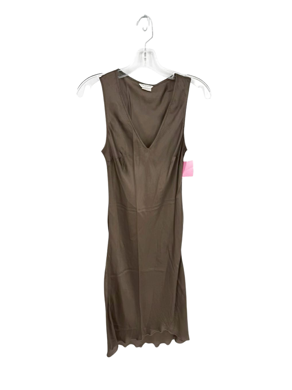 DRIES VAN NOTEN Wmn's Size 36 Mushroom Satin V Neck Sleeveless Dress