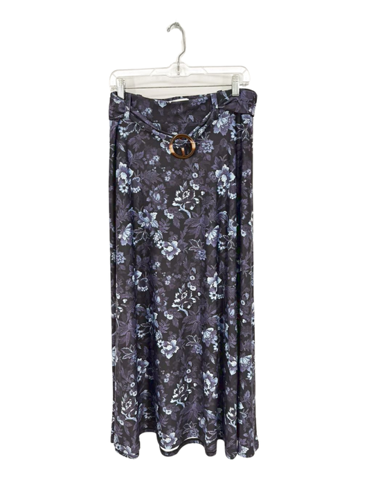 SMITH & QUINN Bennett Size L Purple & Black Belted Floral Maxi-Skirt NWT