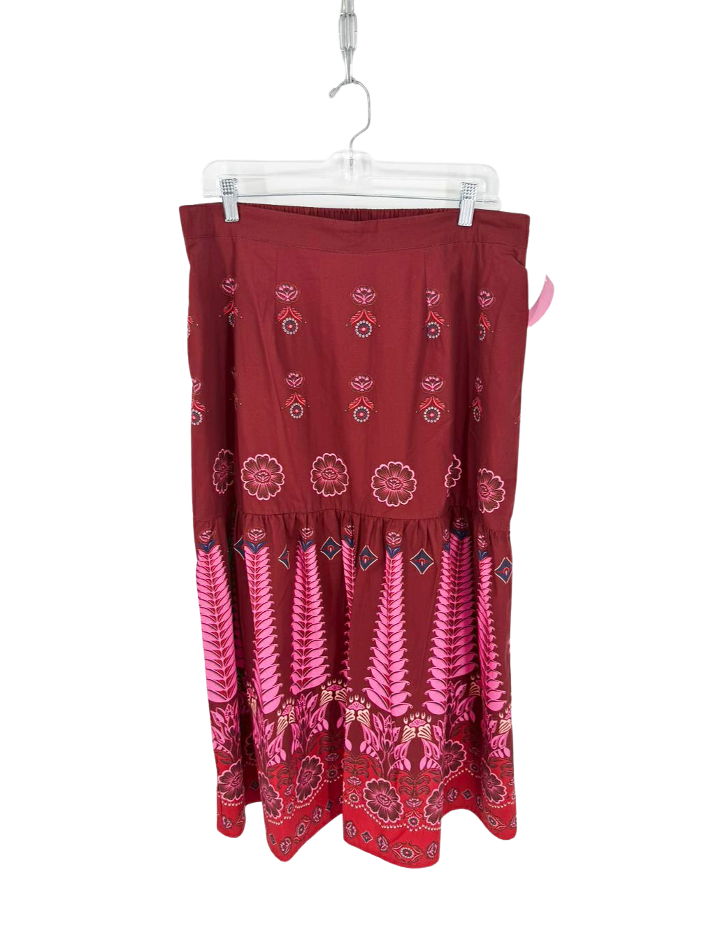 MAUDE VIVANTE Ada Skirt Wmn's Size L Maroon Print Floral Maxi-Skirt NWT