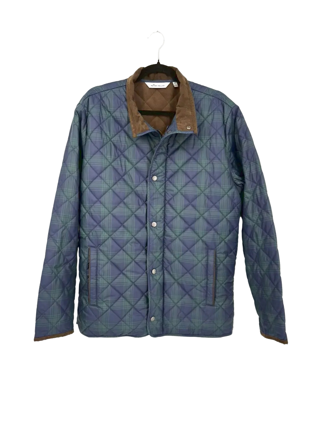 PETER MILLAR Men's Size M Navy & Green Quilted Plaid Jacket