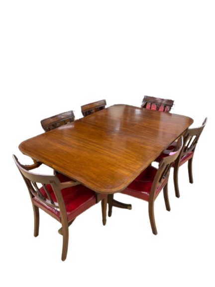 BAKER Dark Wood Dinning Table & 6 Chairs w/ 4 Leaves