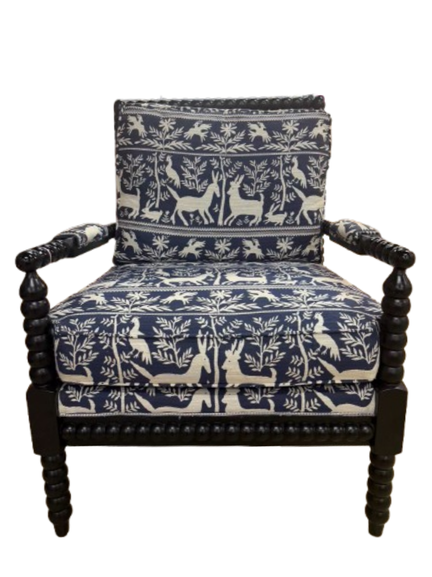 Blue & White Bobbin Wood Chair