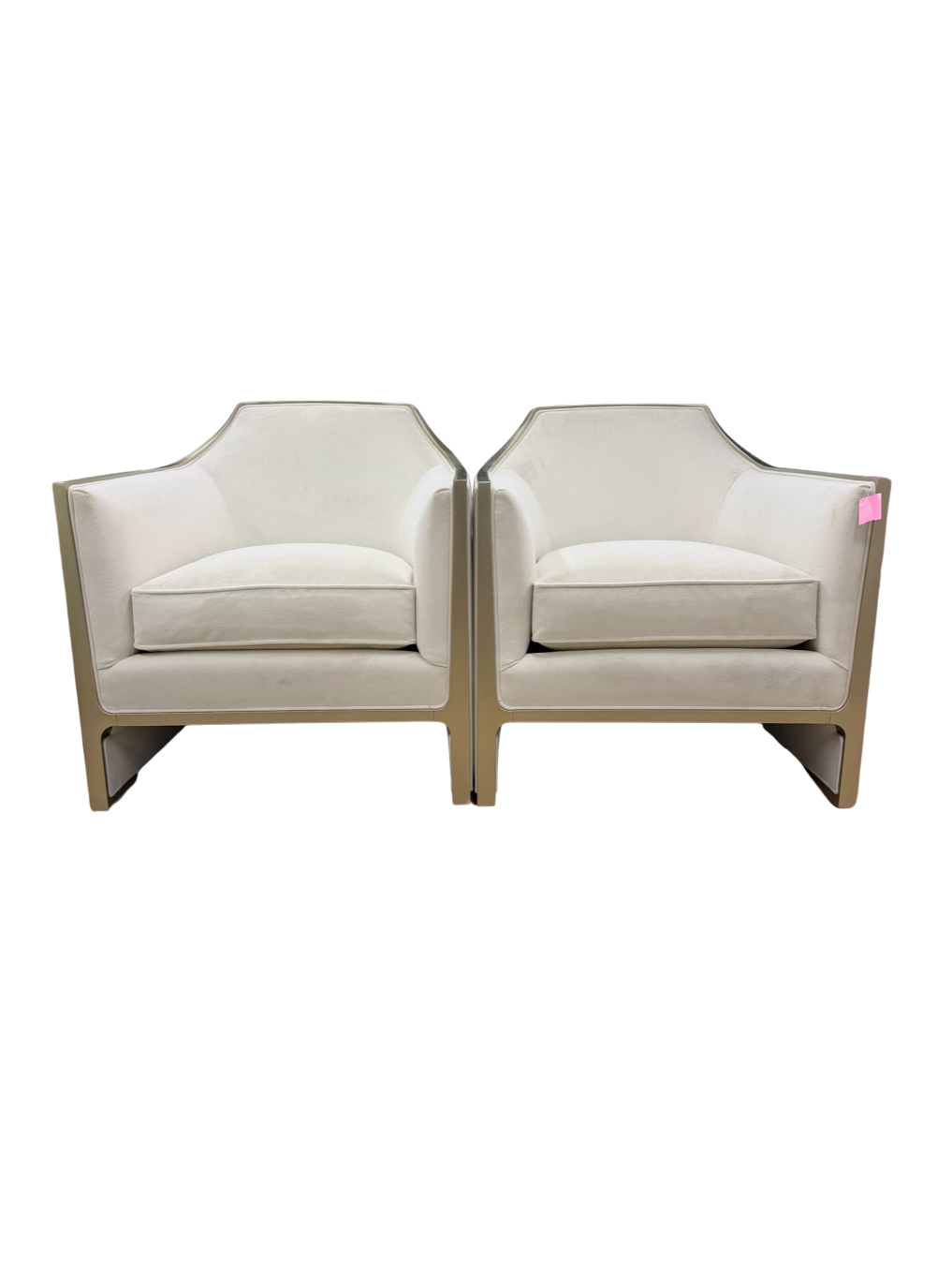 CARACOLE The Cats Meow White Velvet Pair Of Chairs