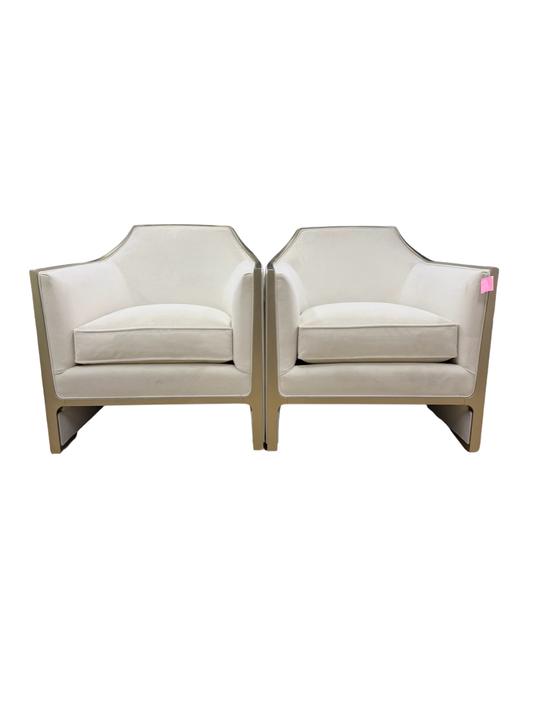 CARACOLE The Cats Meow White Velvet Pair Of Chairs