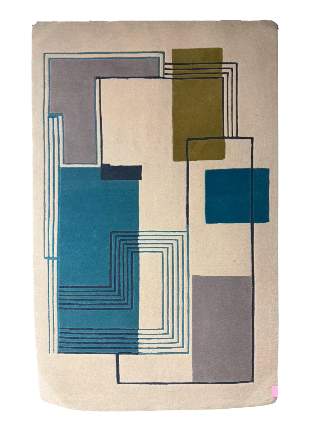 WEST ELM White, Teal, Gray & Green Geometric Area Rug