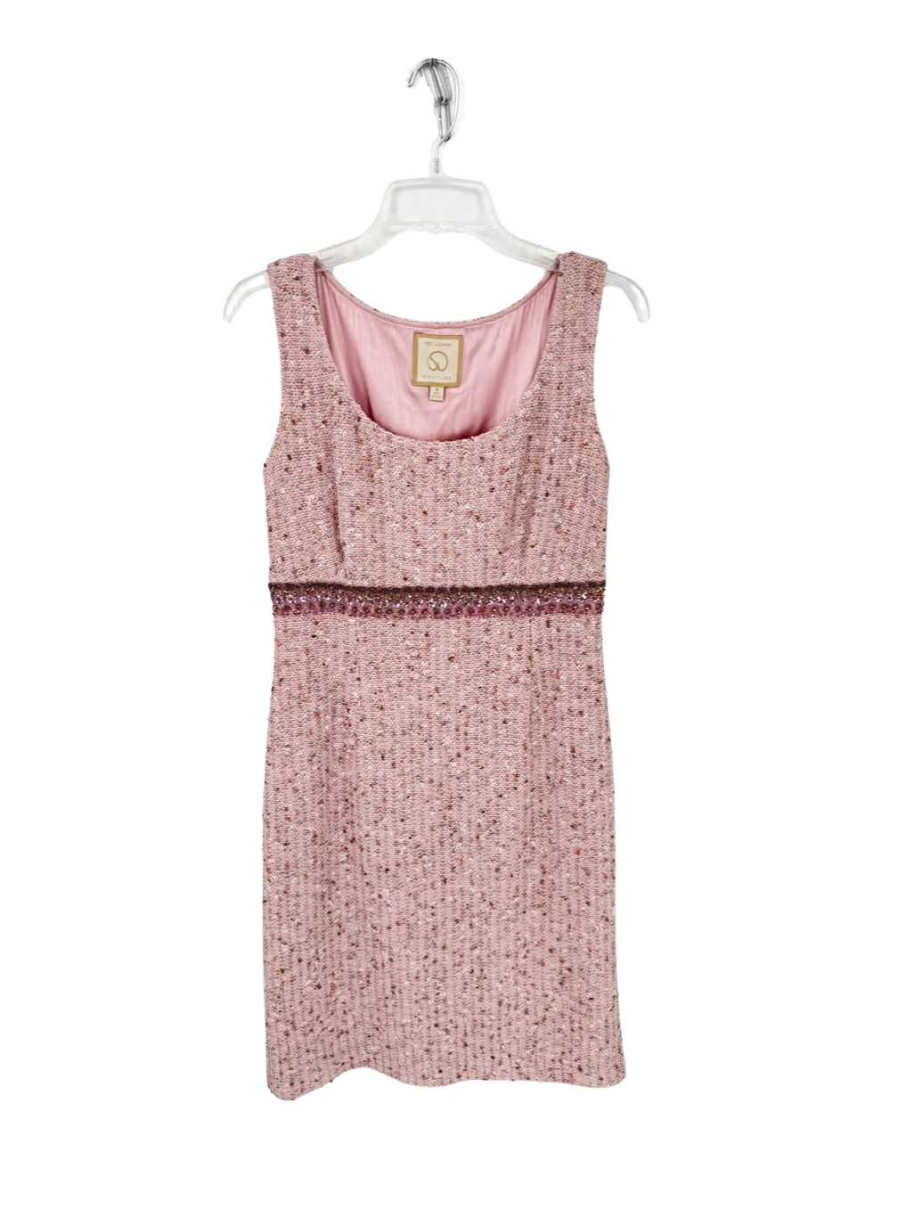 ST. JOHN COUTURE Size 6 Pink Knit Bead Detail Sleeveless Dress
