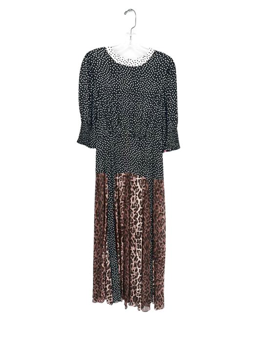 RIXO Meg Leopard Size XS Black & Brown Print Midi-Dress NWT