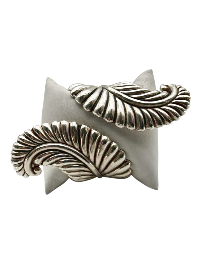 VINTAGE SIGNED JHC TAXCO Mexico 925 Feather Clamp Cuff
