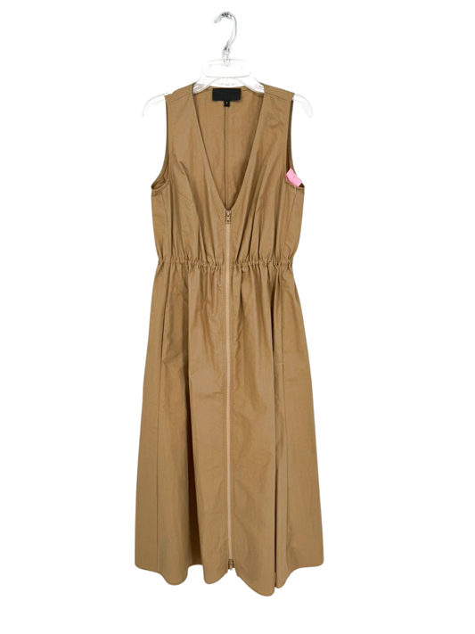 NO. 6 STORE Mercer Size S Coffee Sleeveless Zipper Midi-Dress