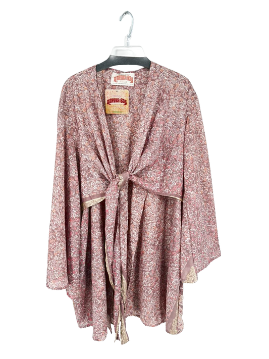 KANTHA BAE Free Size Mauve Floral Kimono Top NWT