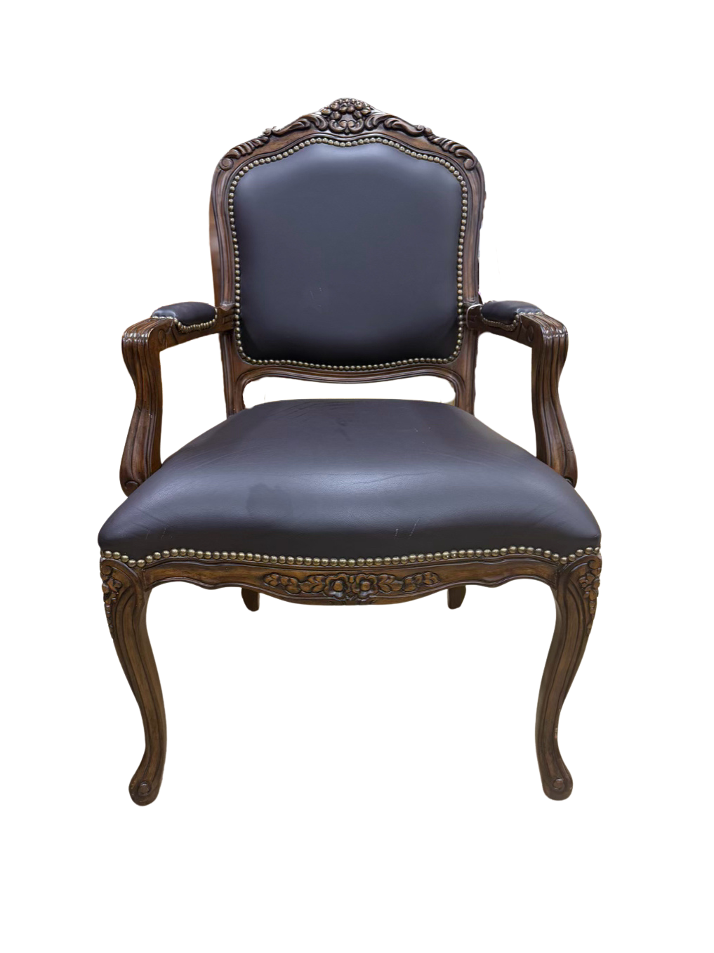 Black Faux Leather Nail Head Chair