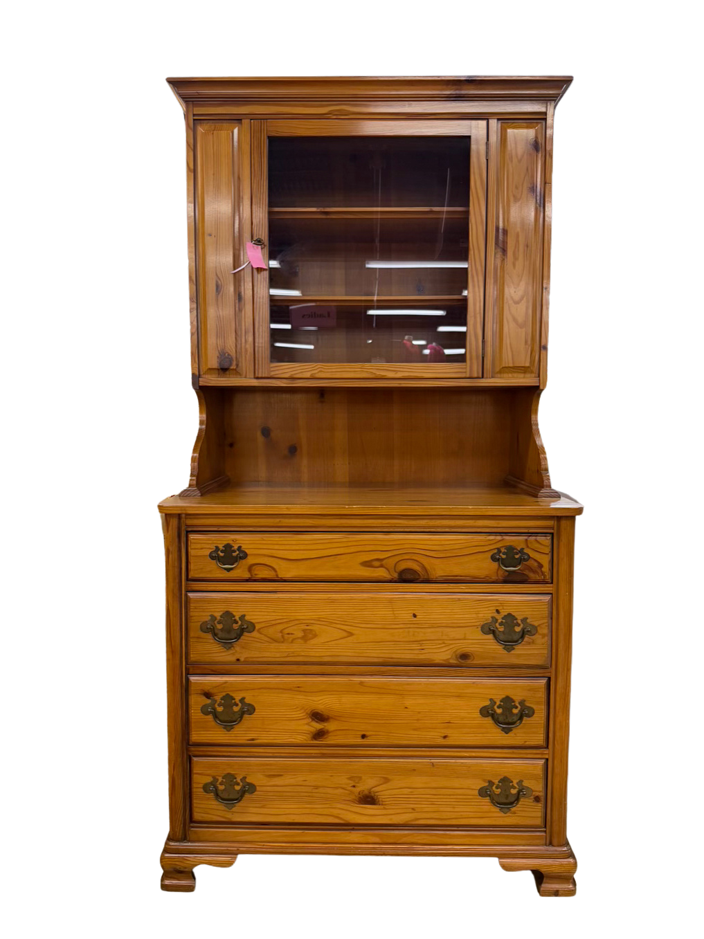 UNIQUE FURNITURE Light Pine Hutch w/ 4 Drawers