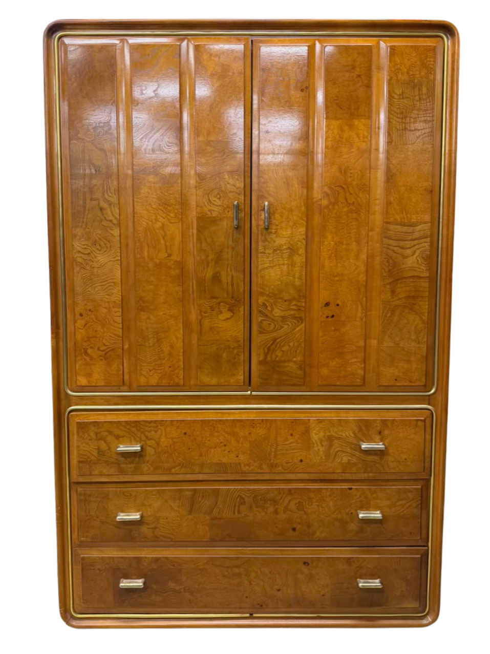 AMERICAN OF MARTINSVILLE  Wood Mid-Century Modern Armoire w/ Drawers & Shelves
