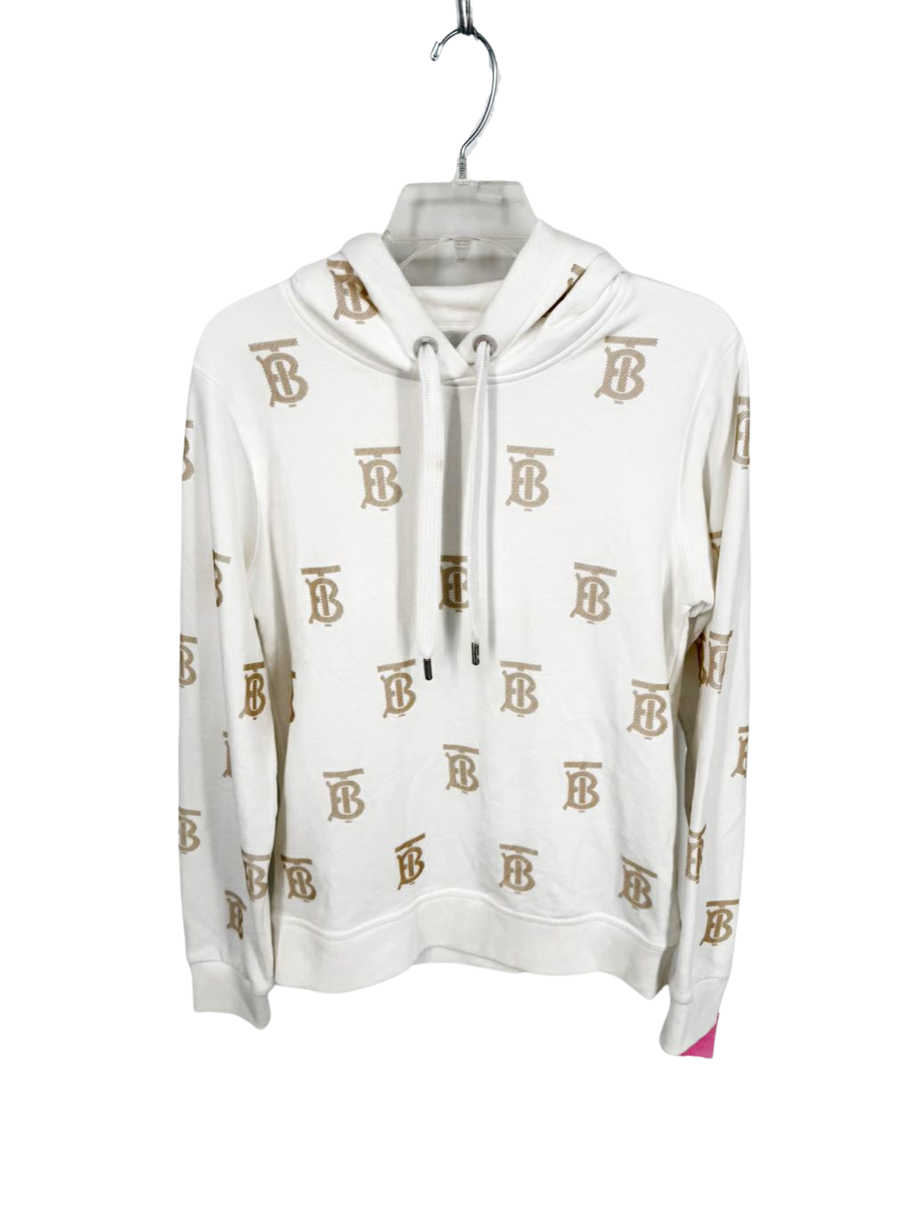 BURBERRY LONDON Wmn's Size M White & Beige Print Monogram Hoodie