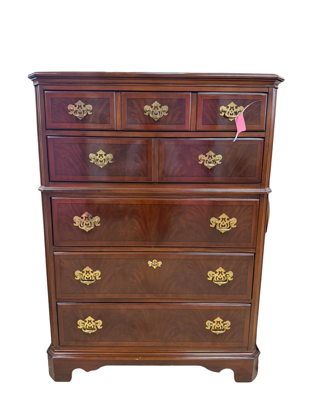 DREXEL Dark Mahogany Chippendale 5 Drawer Chest