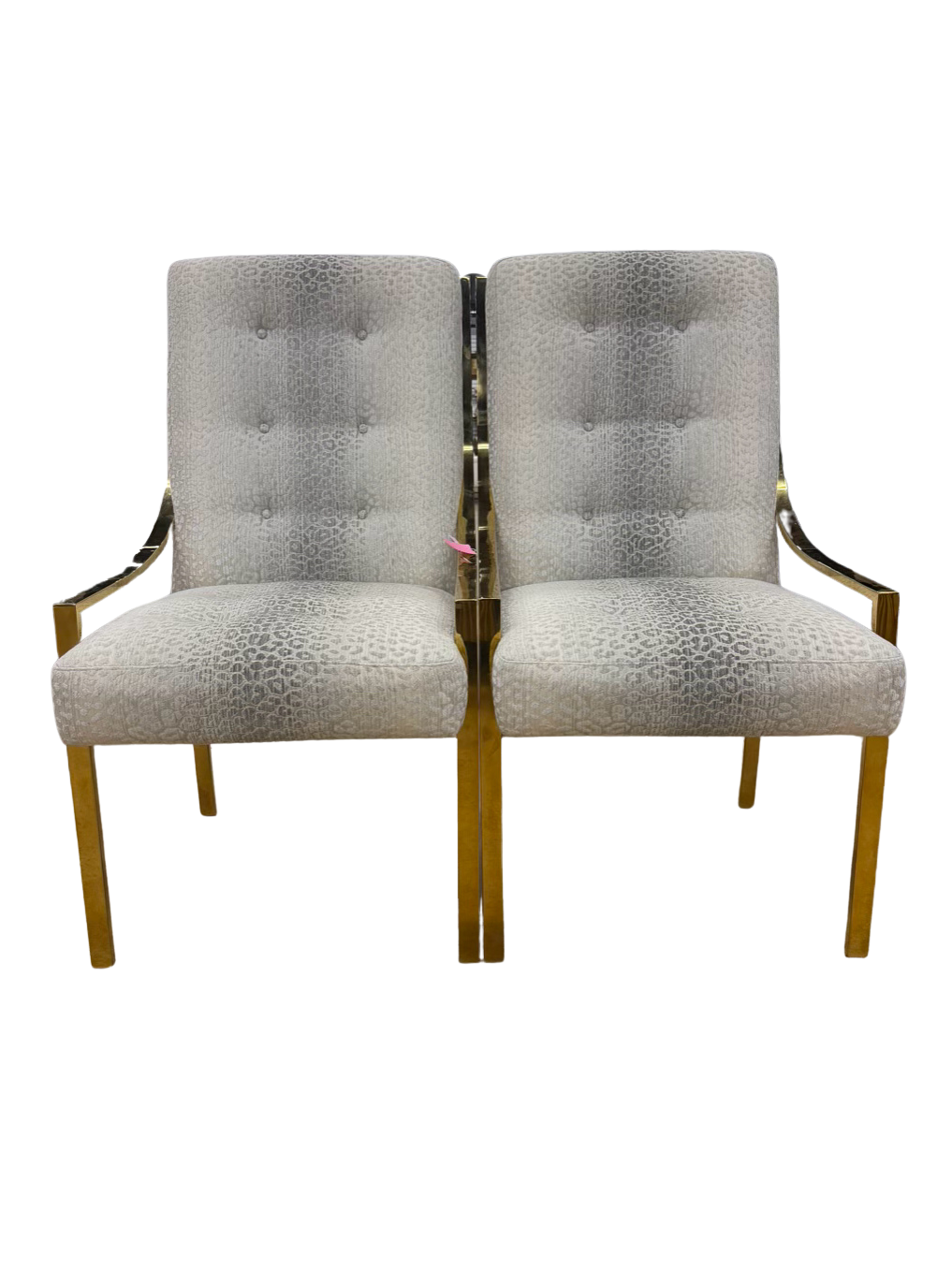 Contemporary Gold Metal Pair Of Animal Print Chairs