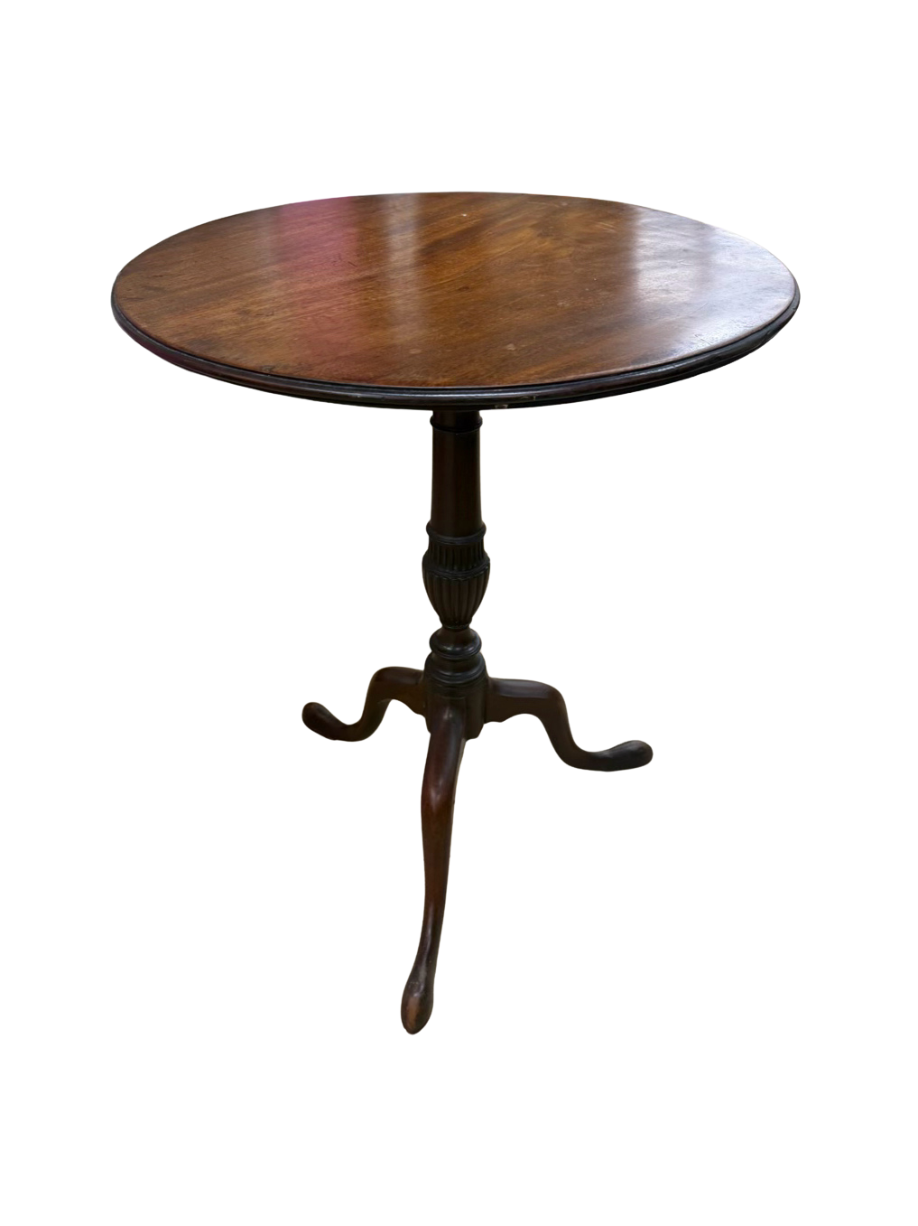ANTIQUE ROUND Wood Tilt-Top Table w/ Queen Anne Legs