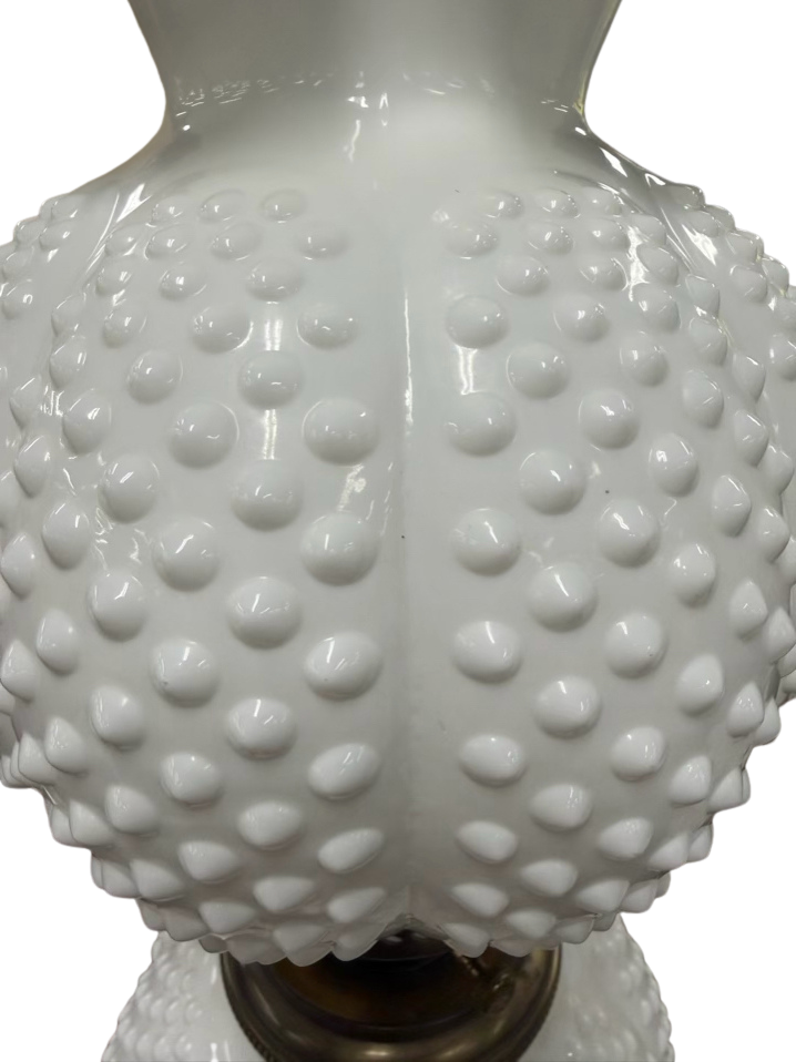 FENTON White Hobnail Glass Pair Of Lamps