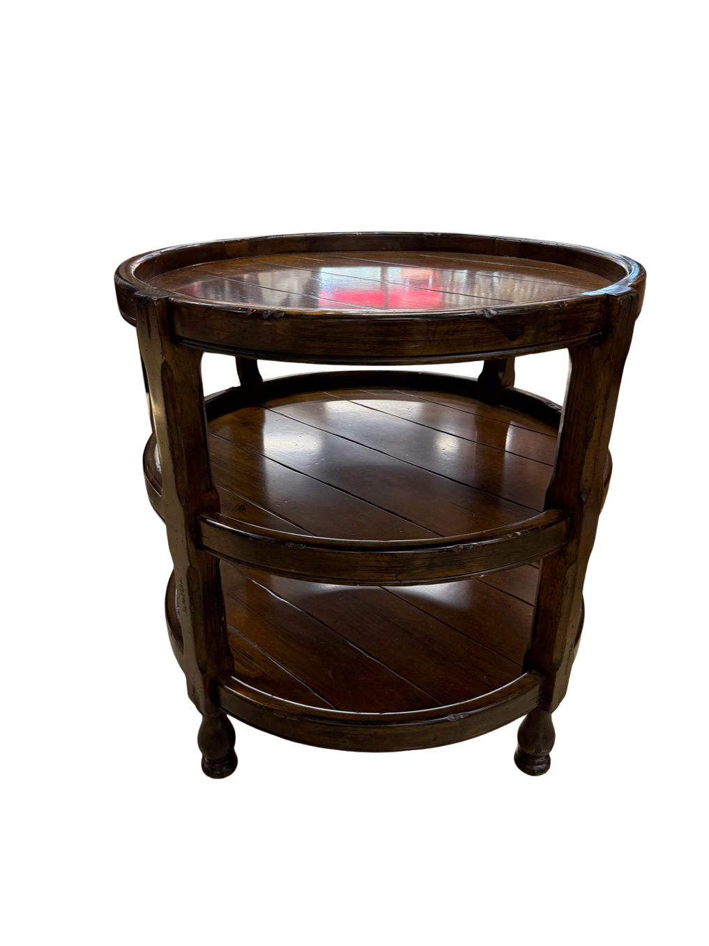 Dark Wood Round Occasional 3 Tier Table
