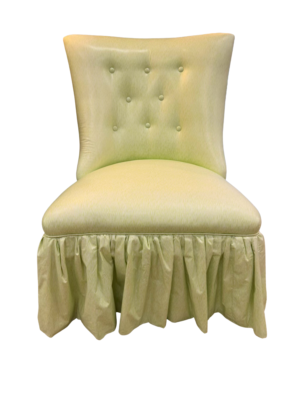 VINTAGE Green & White Stripe Chair w/ Ruffled Skirt