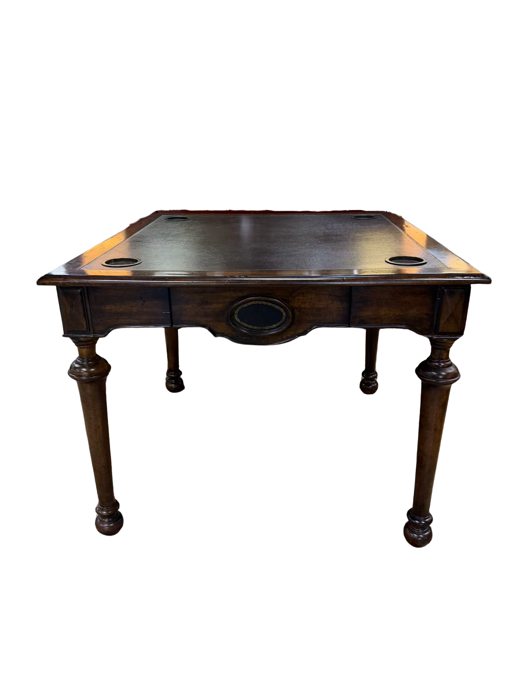 MAITLAND SMITH Wood Game Table w/ Leather Top