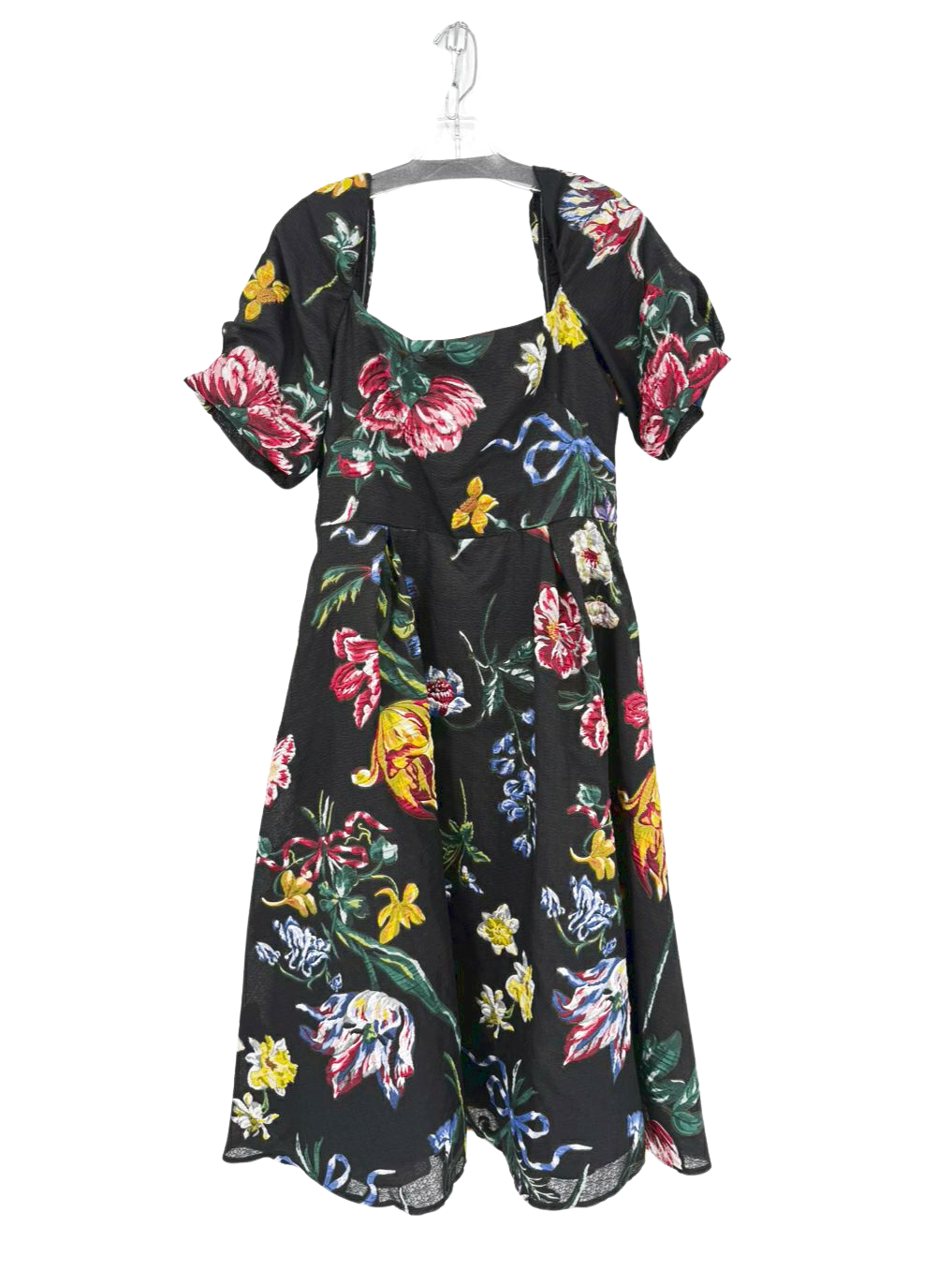 MARCHESA NOTTE Wmn's Size 16 Black Jacquard Floral Evening Wear