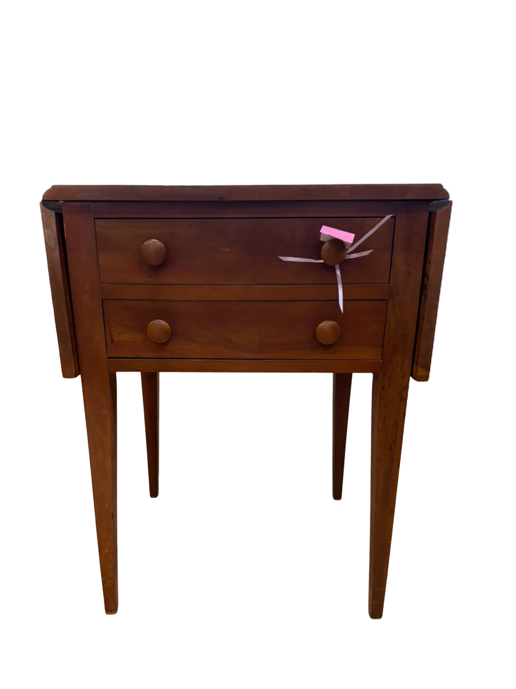 VINTAGE Light Wood Drop Leaf Table w/ 2 Drawers