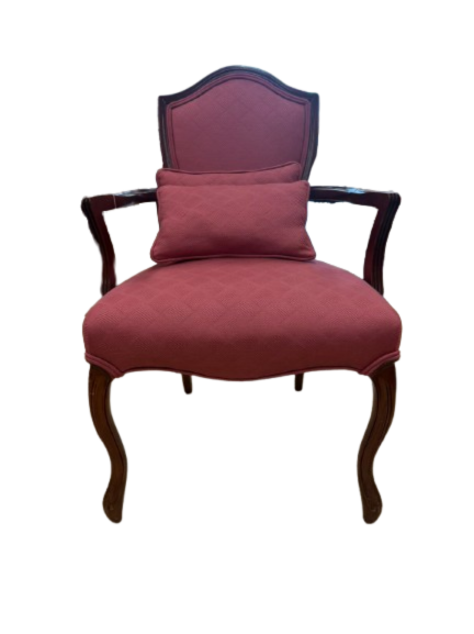 VINTAGE Wood Louis XVI Chair w/ Pink Fabric & 2 Pillows
