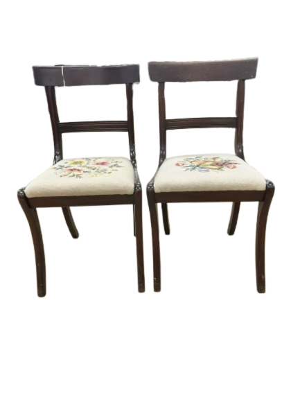 VINTAGE Needle Work Pair of Side Chairs