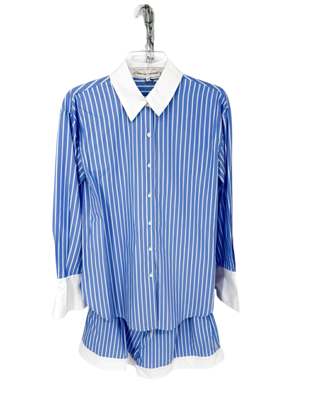 ENGLISH FACTORY Wmn's Size XS Blue & White Stripe Shorts 2 Piece Set NWT
