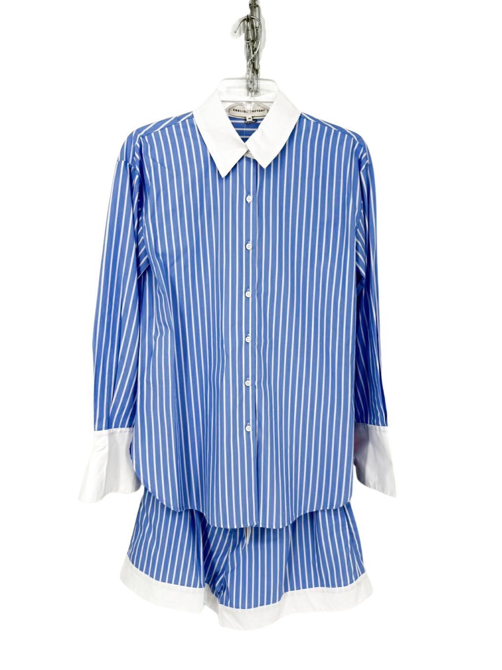 ENGLISH FACTORY Wmn's Size XS Blue & White Stripe Shorts 2 Piece Set NWT