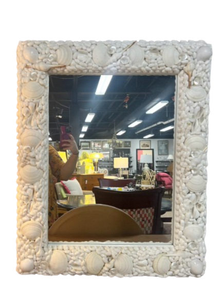 TWO'S COMPANY White Shell Mirror