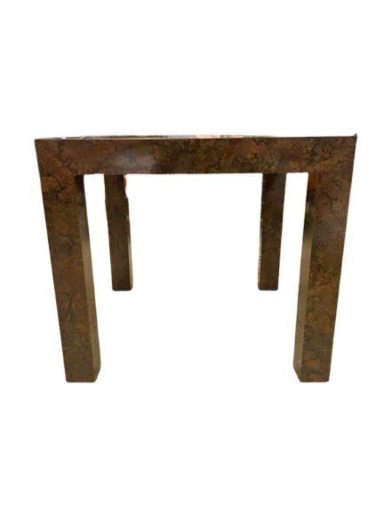 Brown Parsons Copper Look Occasional Table