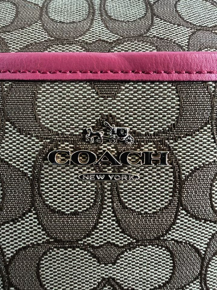 COACH Outline Signature File Brown & Pink Monogram Bag