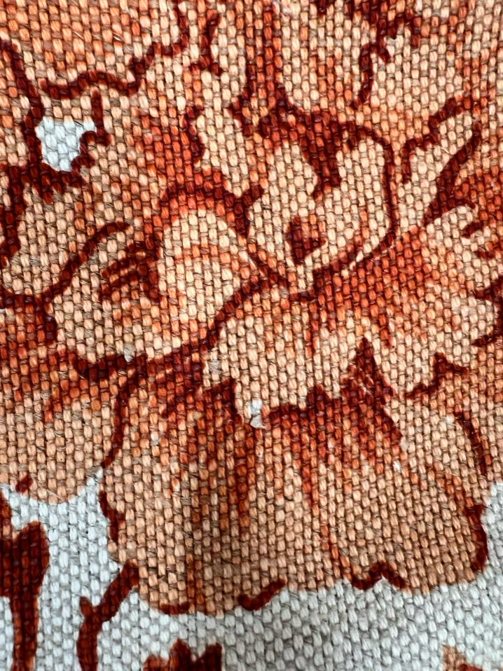 VINTAGE  Rust & Cream Floral Wingback Chair w/ 2 Pillows