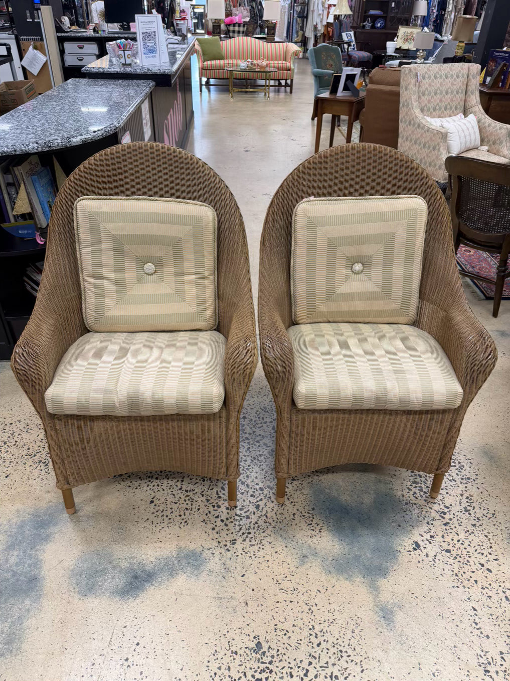 LOYD LOOM Carmel Wicker Pair Of Outdoor Chairs w/ Cushions
