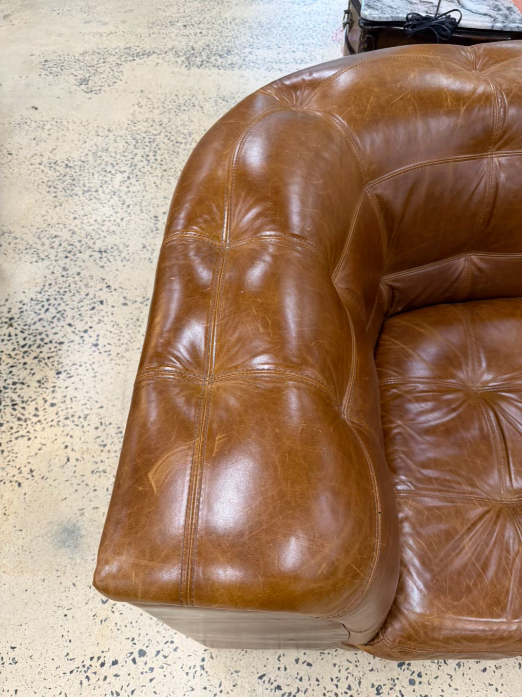 POTTERY BARN Brown Leather 5 Piece Sectional Sofa