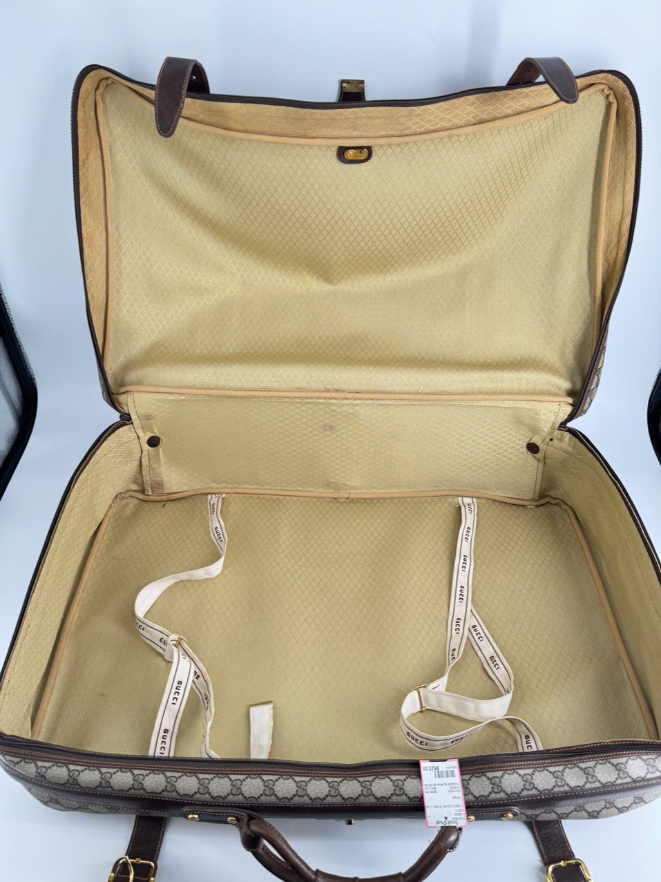 VINTAGE GUCCI Coated Canvas Brown Logo Luggage